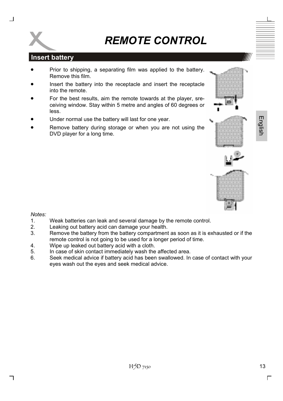 Remote control | Xoro HSD 7150 User Manual | Page 53 / 158