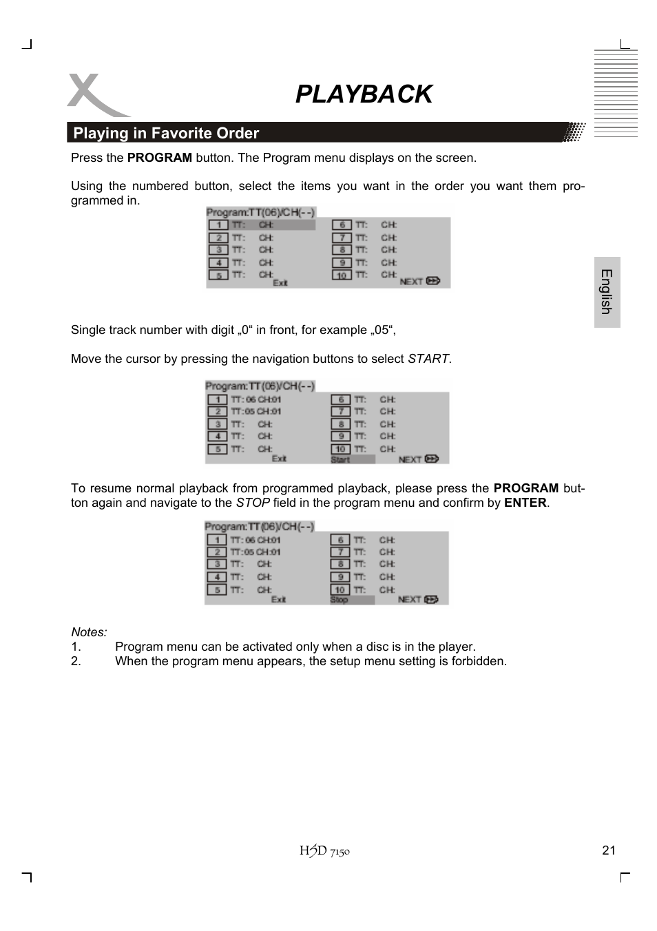Playback | Xoro HSD 7150 User Manual | Page 61 / 158