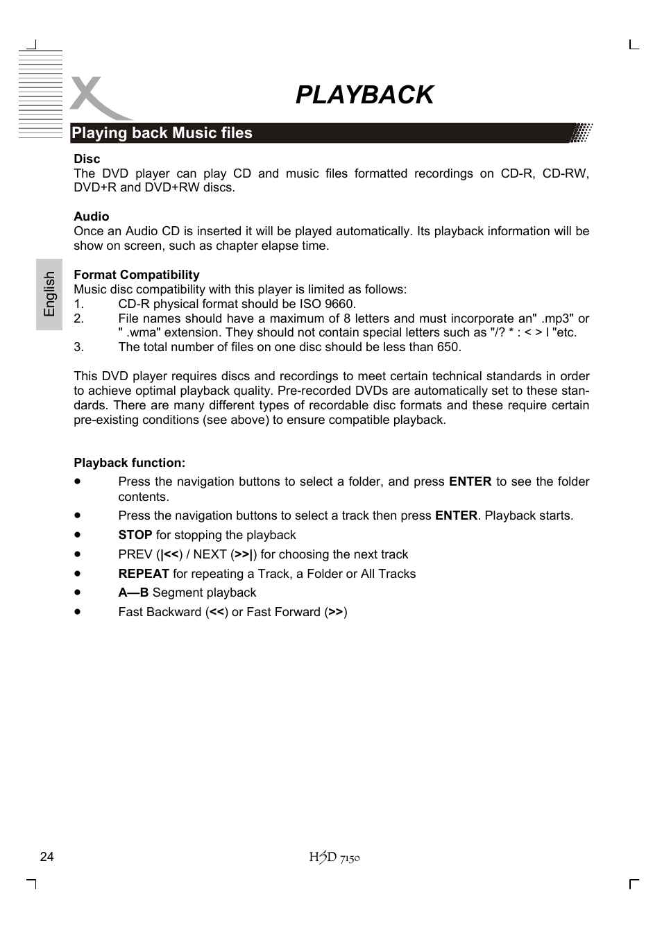 Playback | Xoro HSD 7150 User Manual | Page 64 / 158