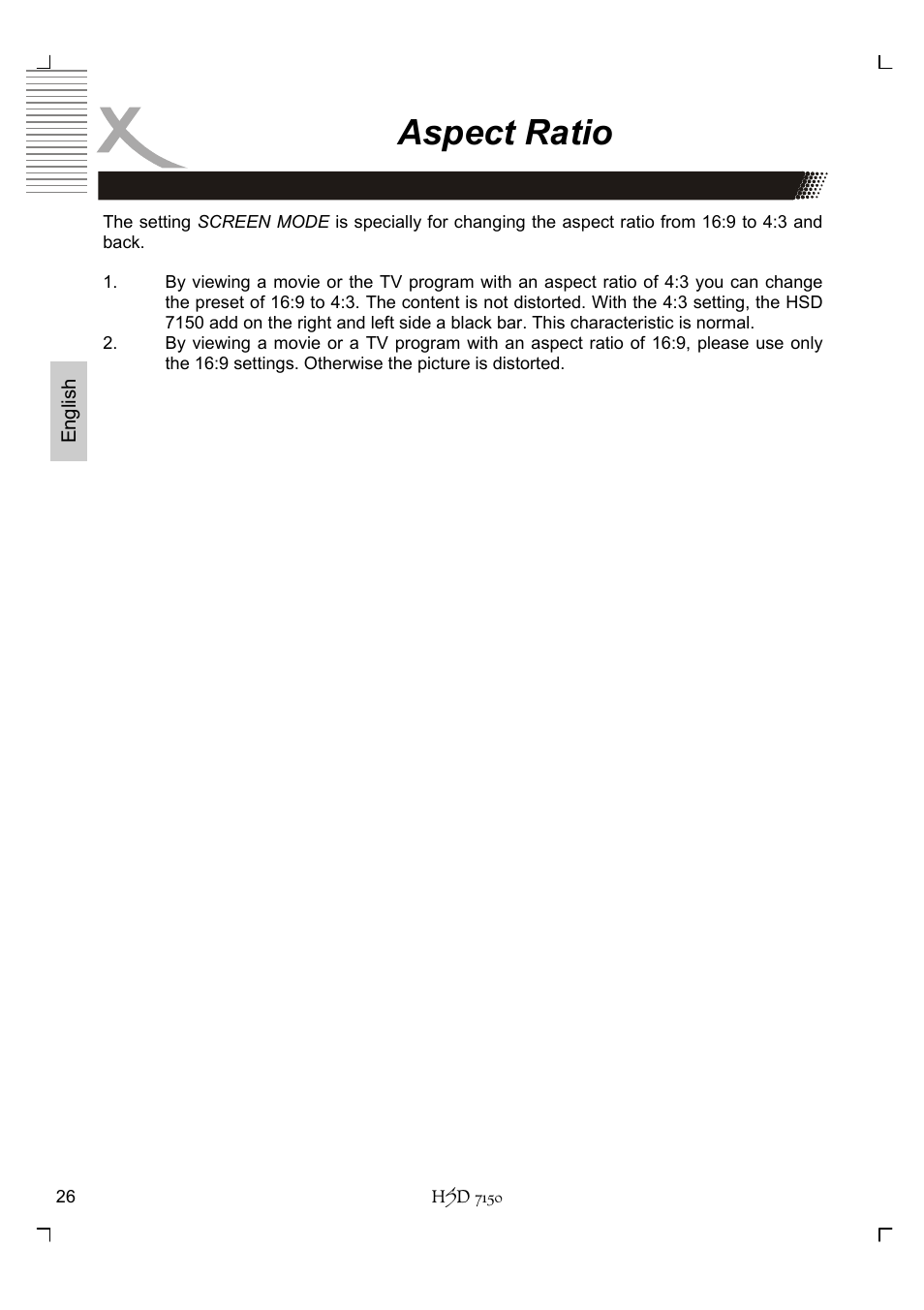Aspect ratio | Xoro HSD 7150 User Manual | Page 66 / 158