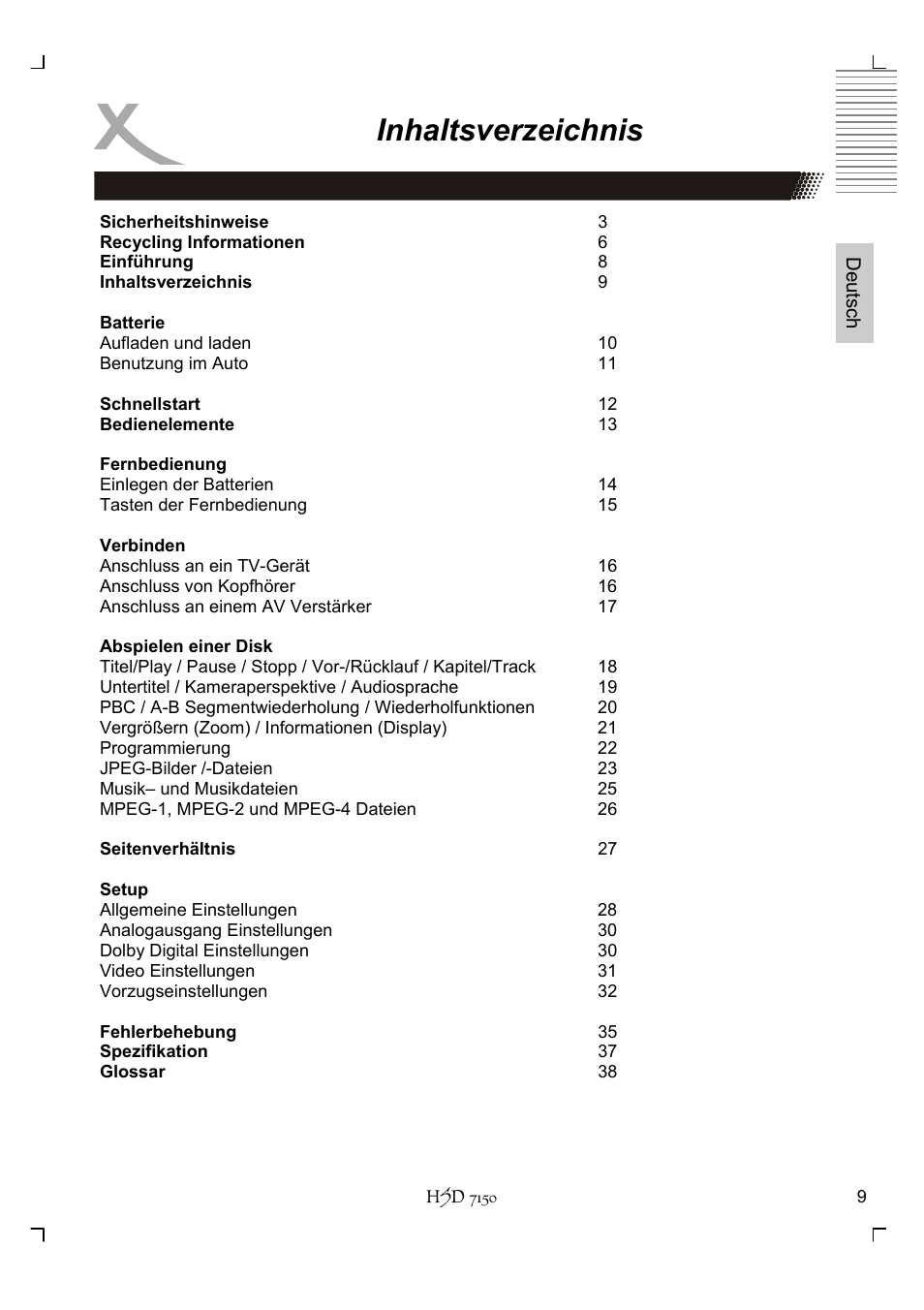 Xoro HSD 7150 User Manual | Page 9 / 158