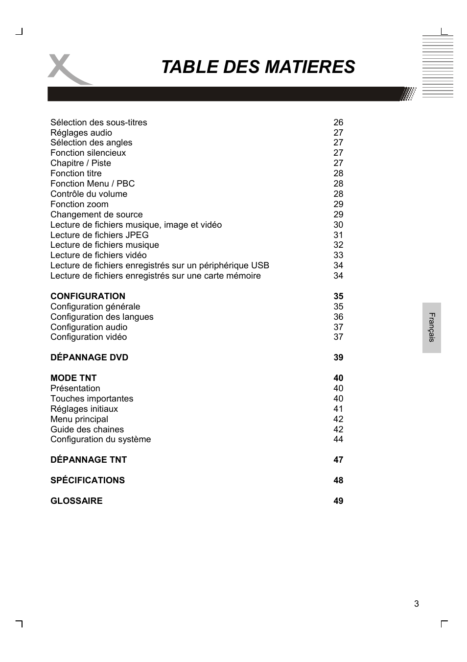 Table des matieres | Xoro HSD 7580 User Manual | Page 107 / 212