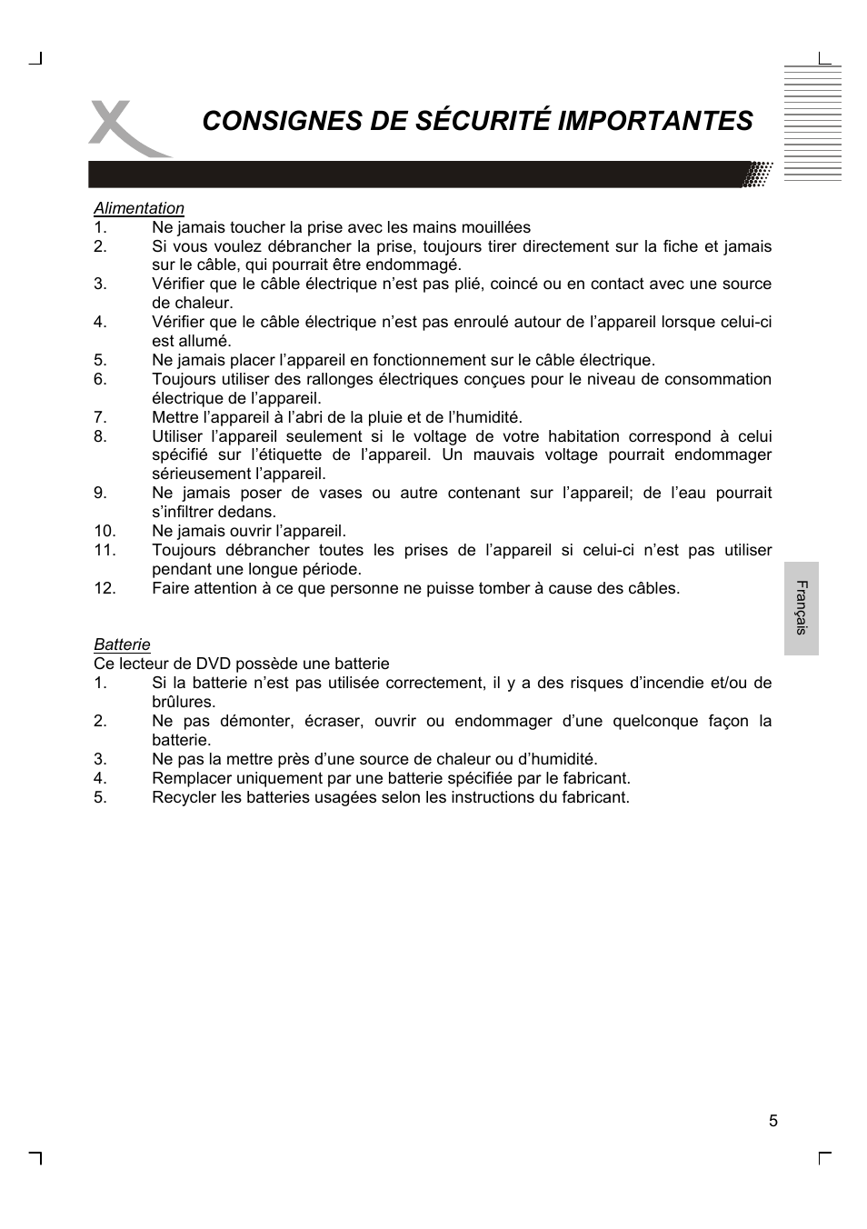 Consignes de sécurité importantes | Xoro HSD 7580 User Manual | Page 109 / 212