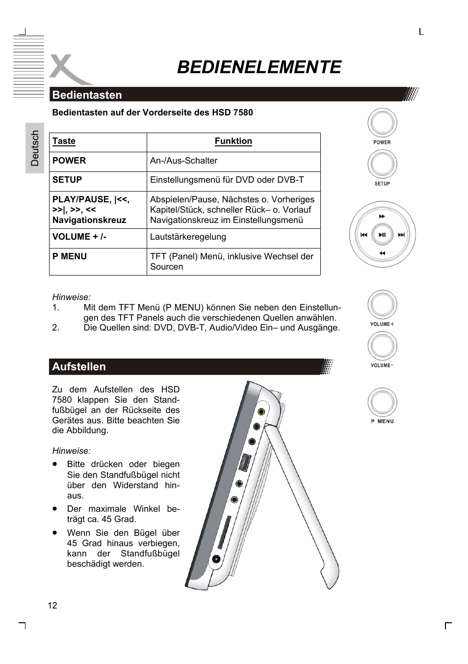 Bedienelemente | Xoro HSD 7580 User Manual | Page 12 / 212
