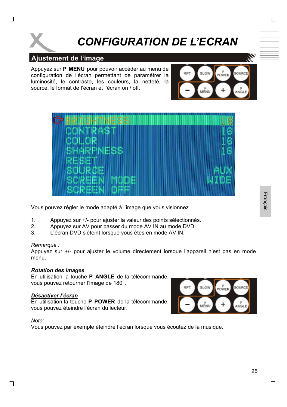 Configuration de l’ecran | Xoro HSD 7580 User Manual | Page 129 / 212