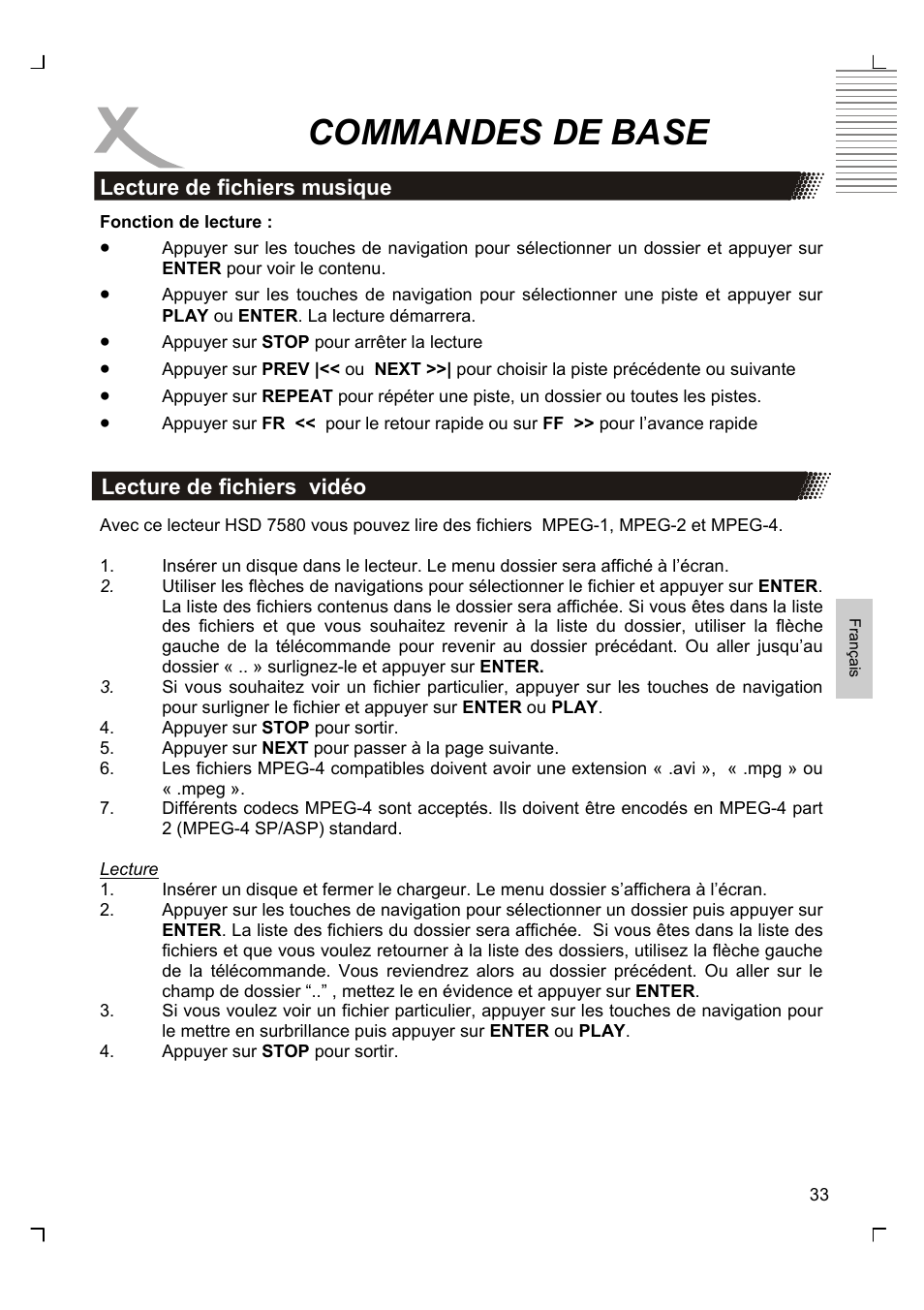 Commandes de base | Xoro HSD 7580 User Manual | Page 137 / 212