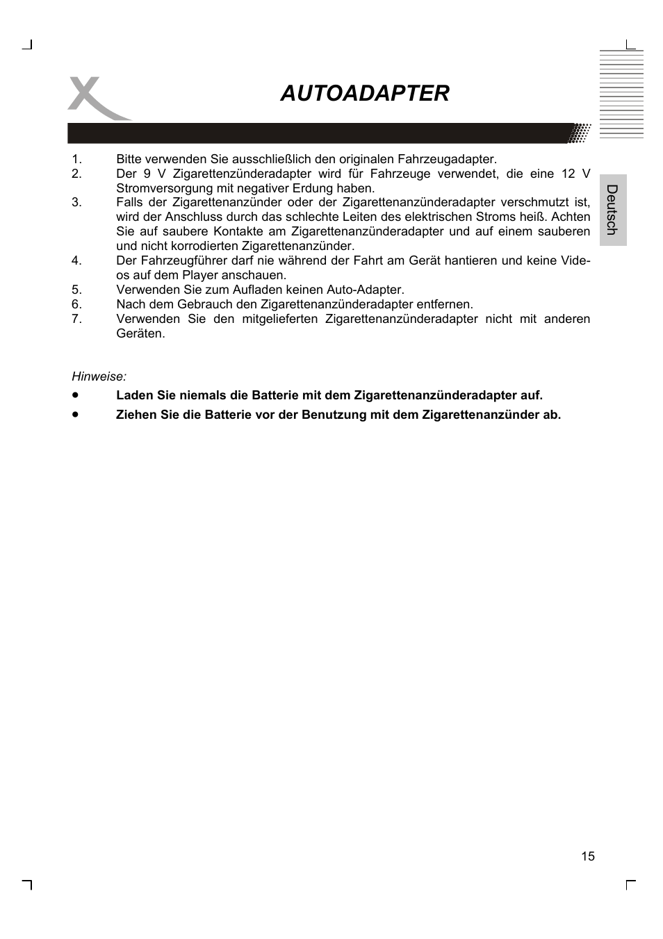 Autoadapter | Xoro HSD 7580 User Manual | Page 15 / 212