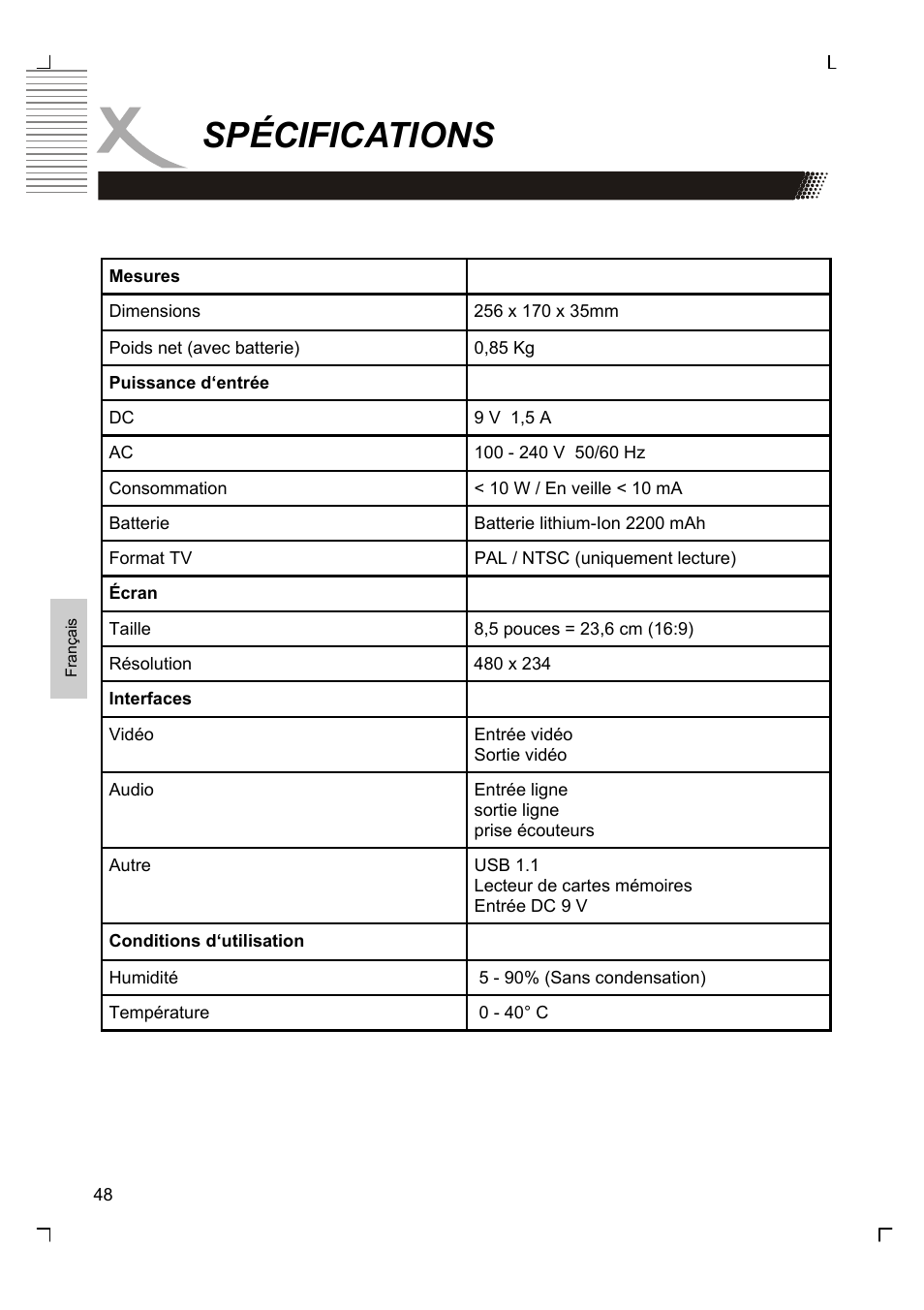 Spécifications | Xoro HSD 7580 User Manual | Page 152 / 212