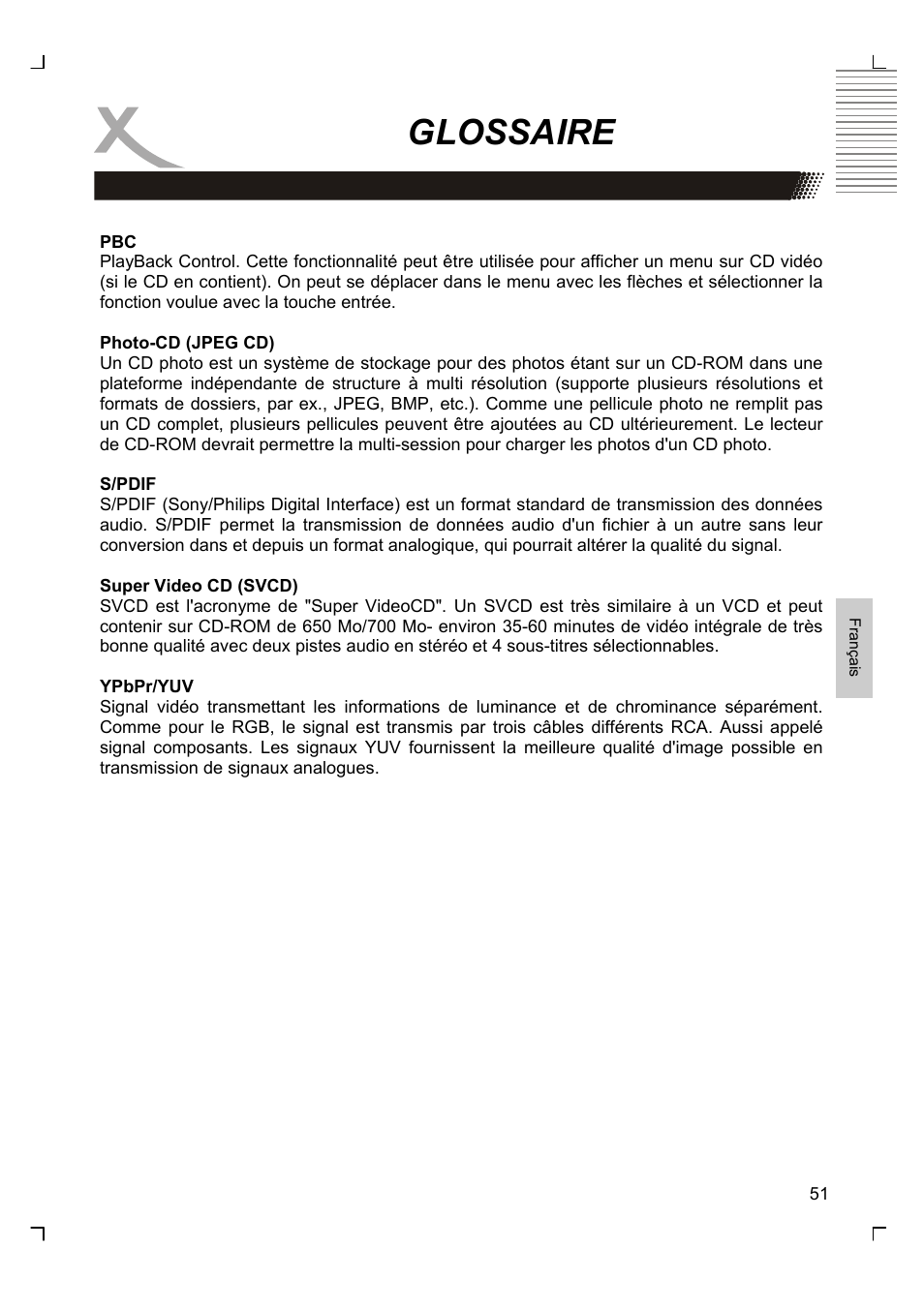 Glossaire | Xoro HSD 7580 User Manual | Page 155 / 212