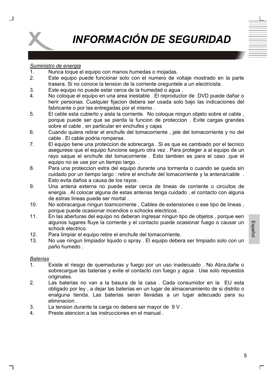 Información de seguridad | Xoro HSD 7580 User Manual | Page 159 / 212