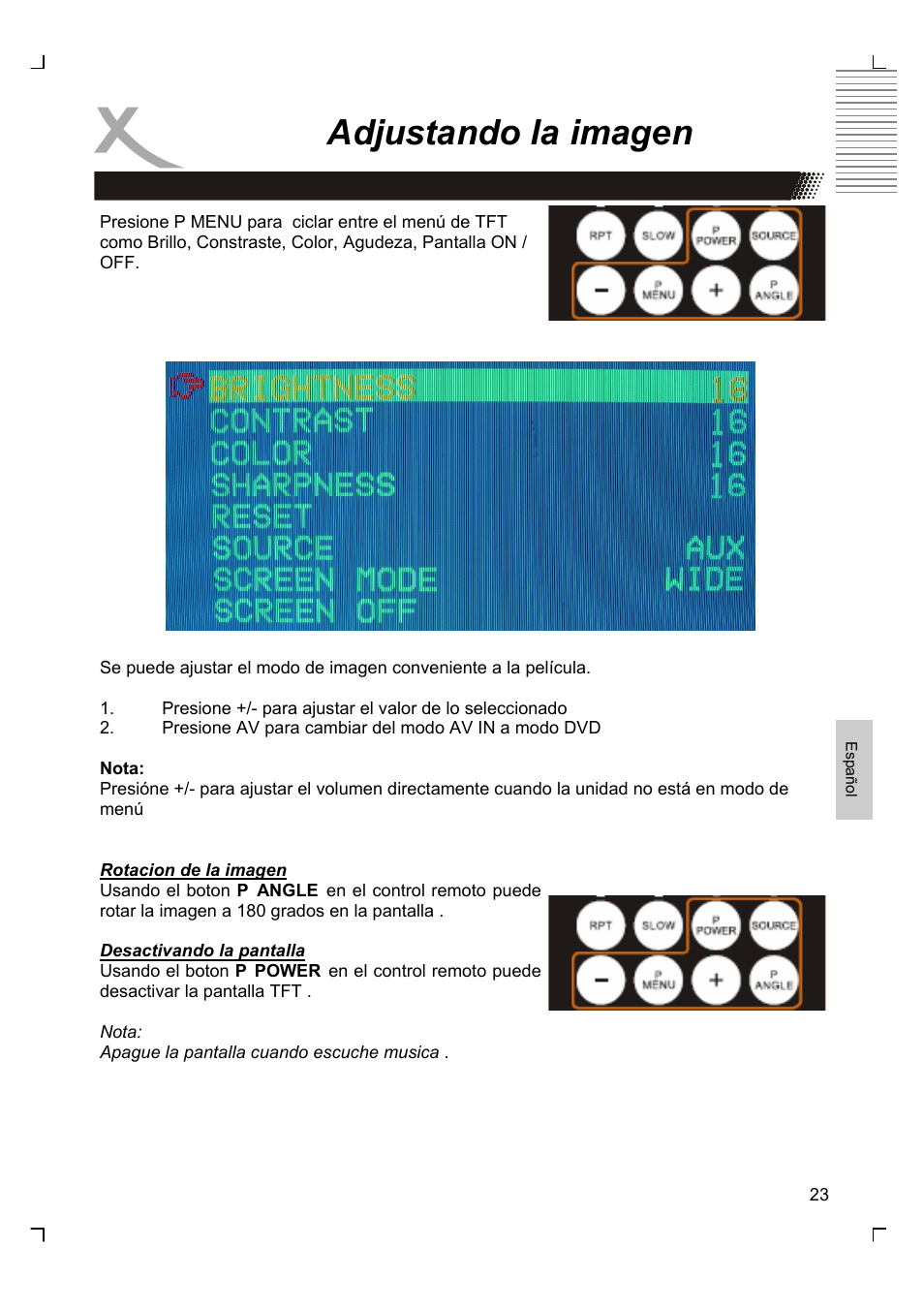 Adjustando la imagen | Xoro HSD 7580 User Manual | Page 177 / 212