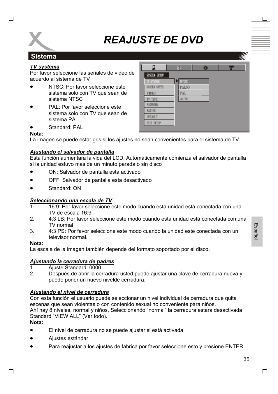 Reajuste de dvd | Xoro HSD 7580 User Manual | Page 189 / 212