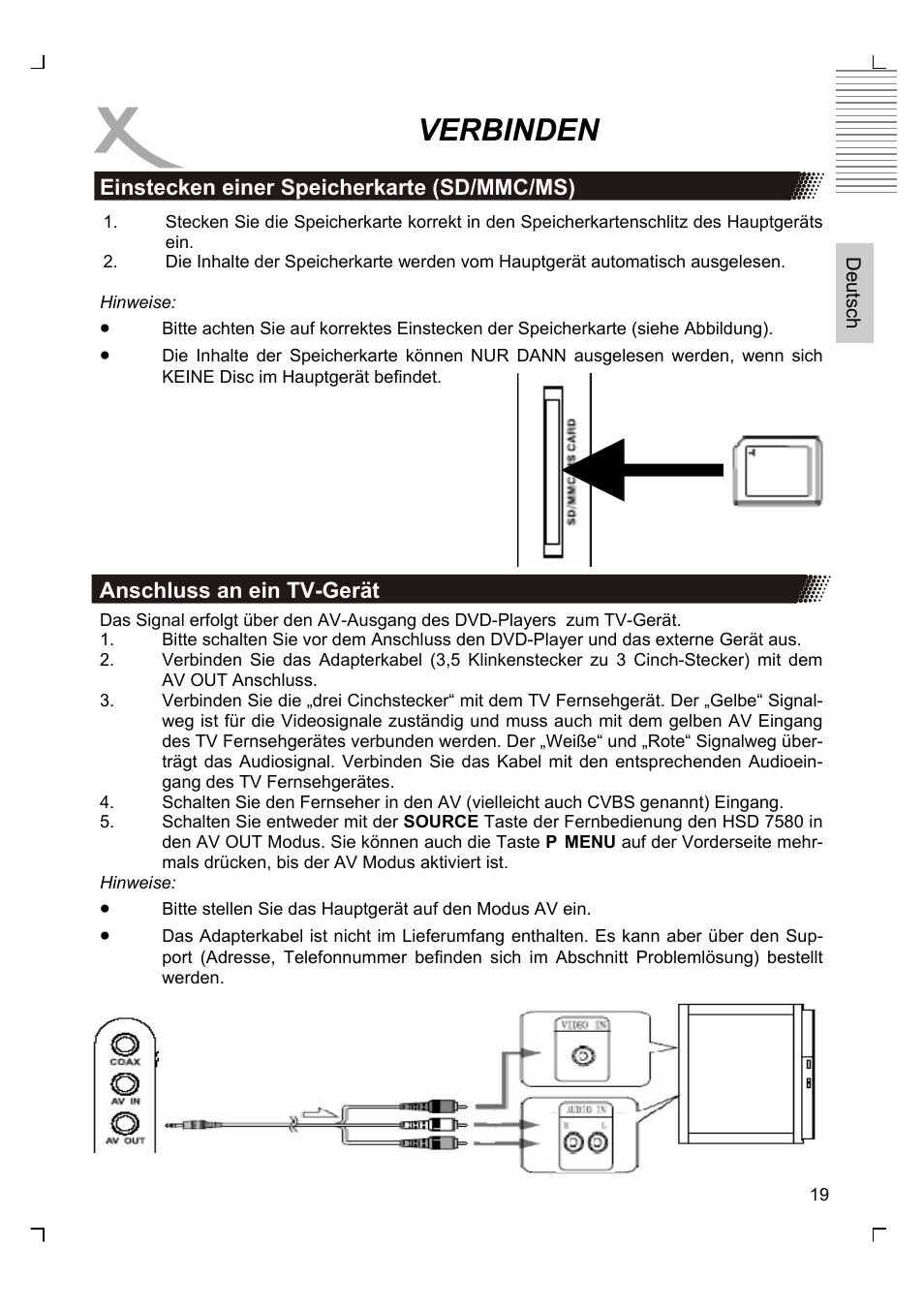 Verbinden | Xoro HSD 7580 User Manual | Page 19 / 212