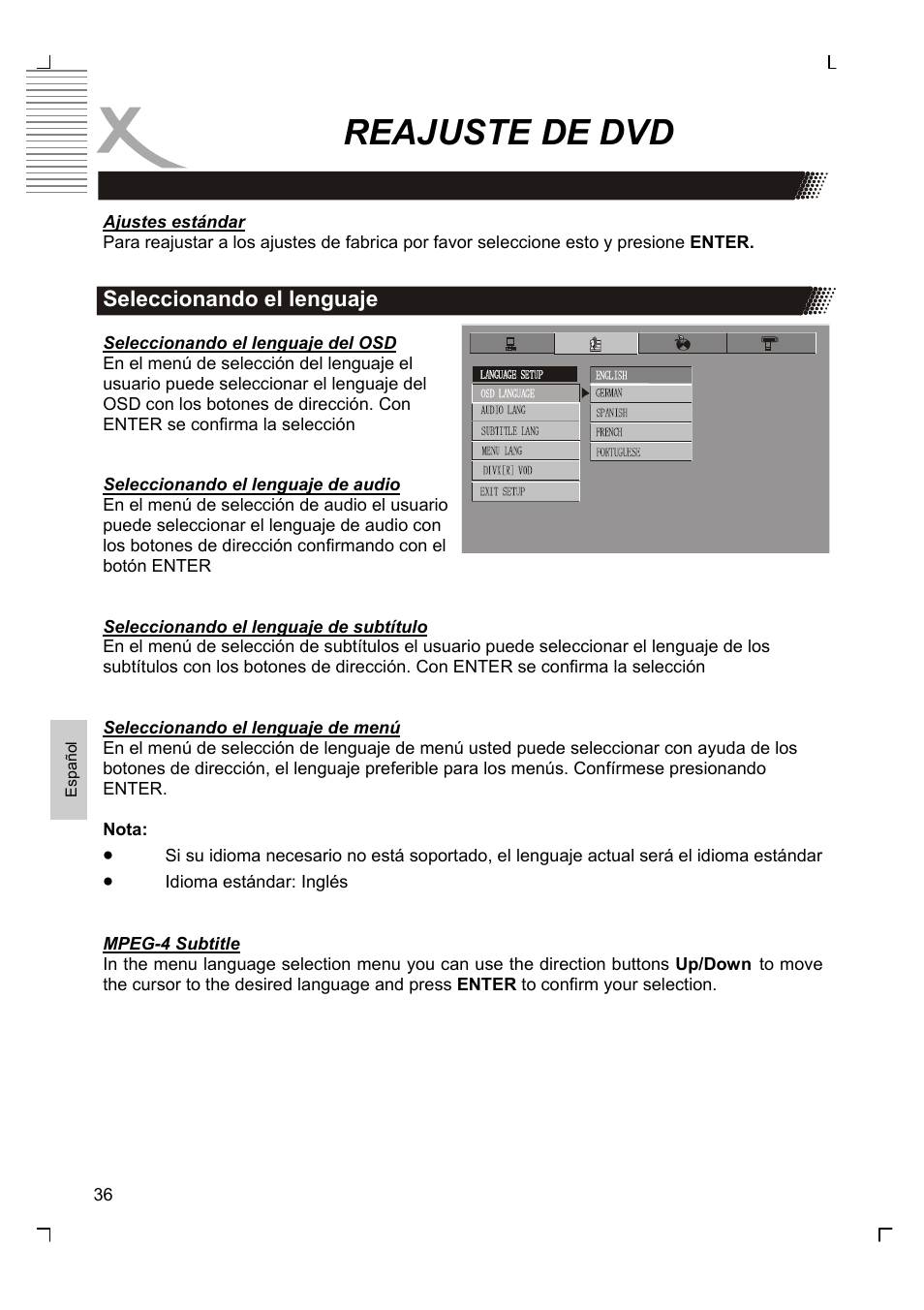 Reajuste de dvd | Xoro HSD 7580 User Manual | Page 190 / 212