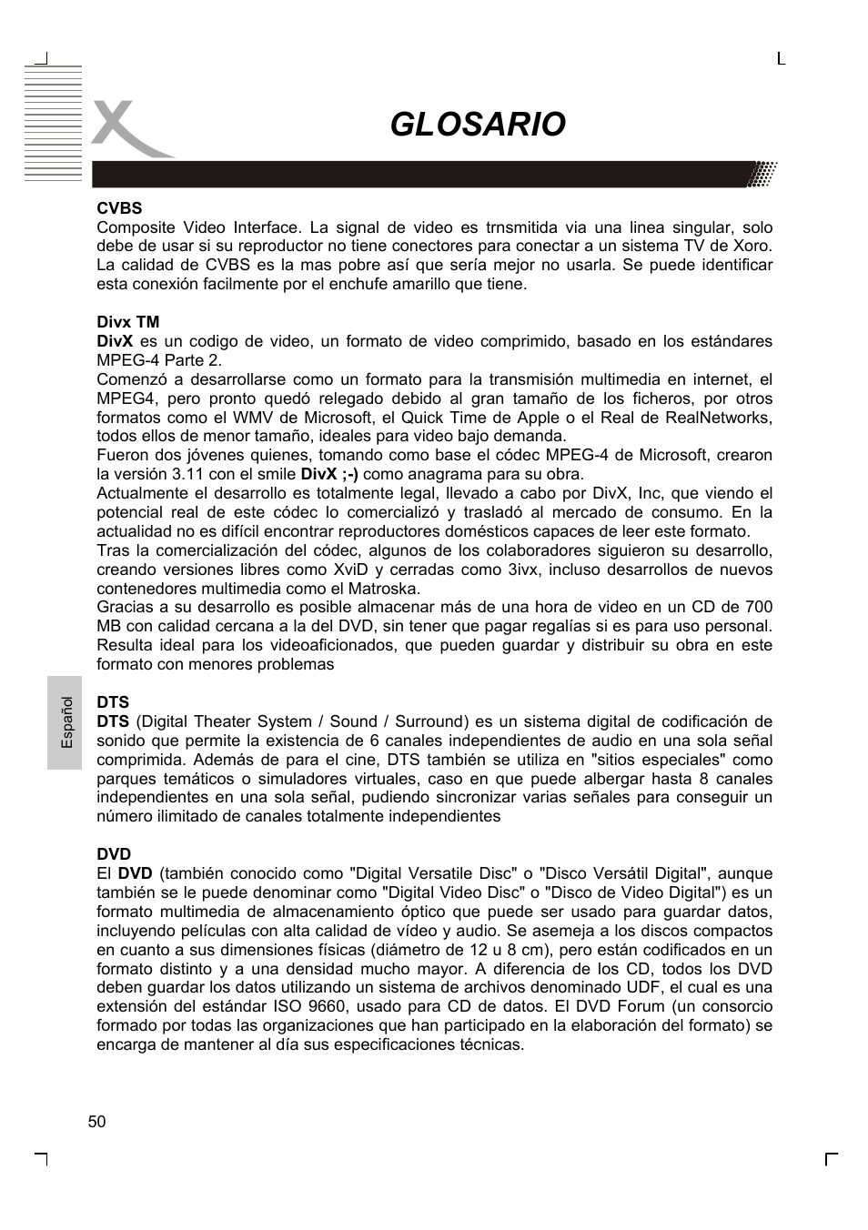 Glosario | Xoro HSD 7580 User Manual | Page 204 / 212