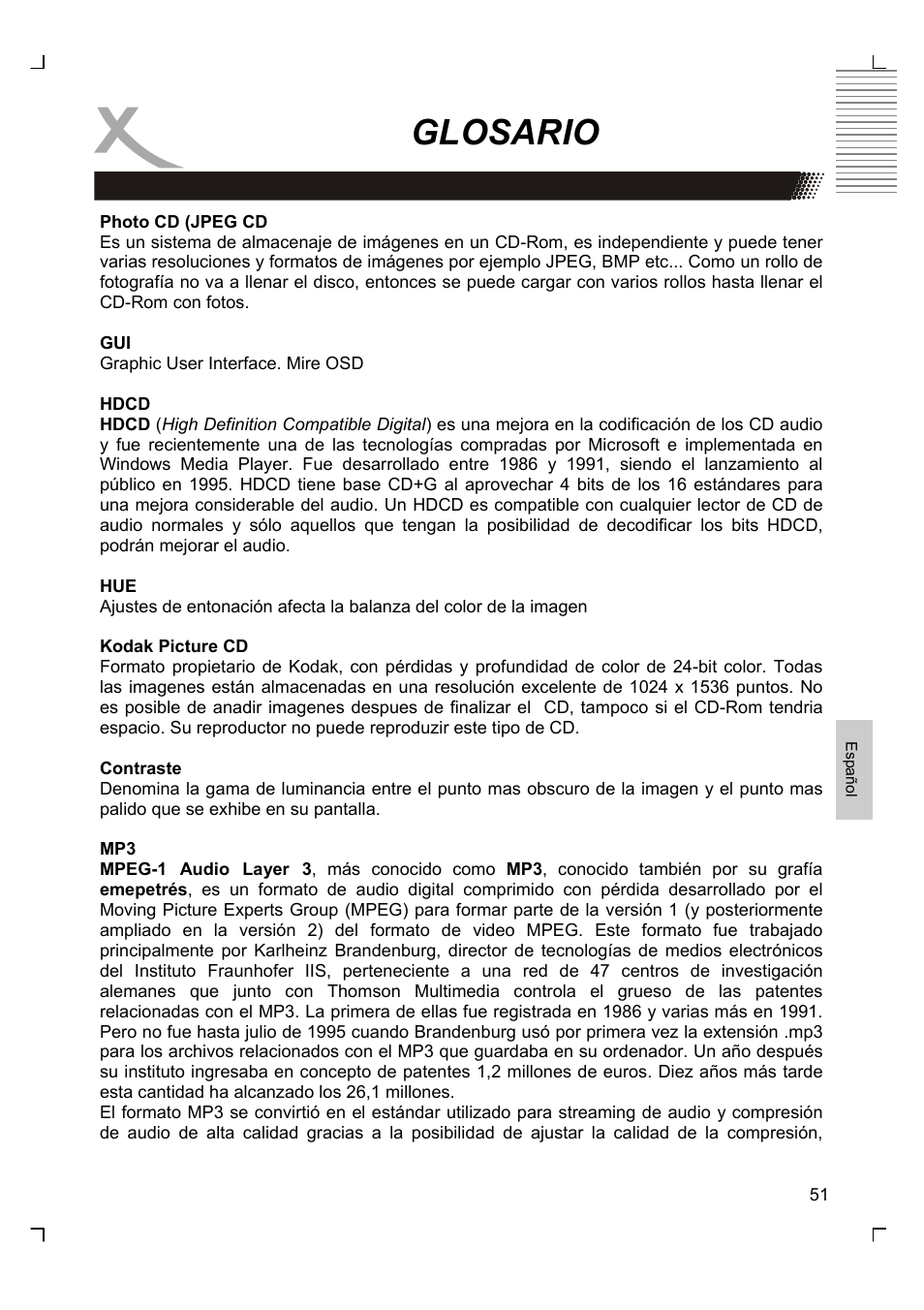 Glosario | Xoro HSD 7580 User Manual | Page 205 / 212