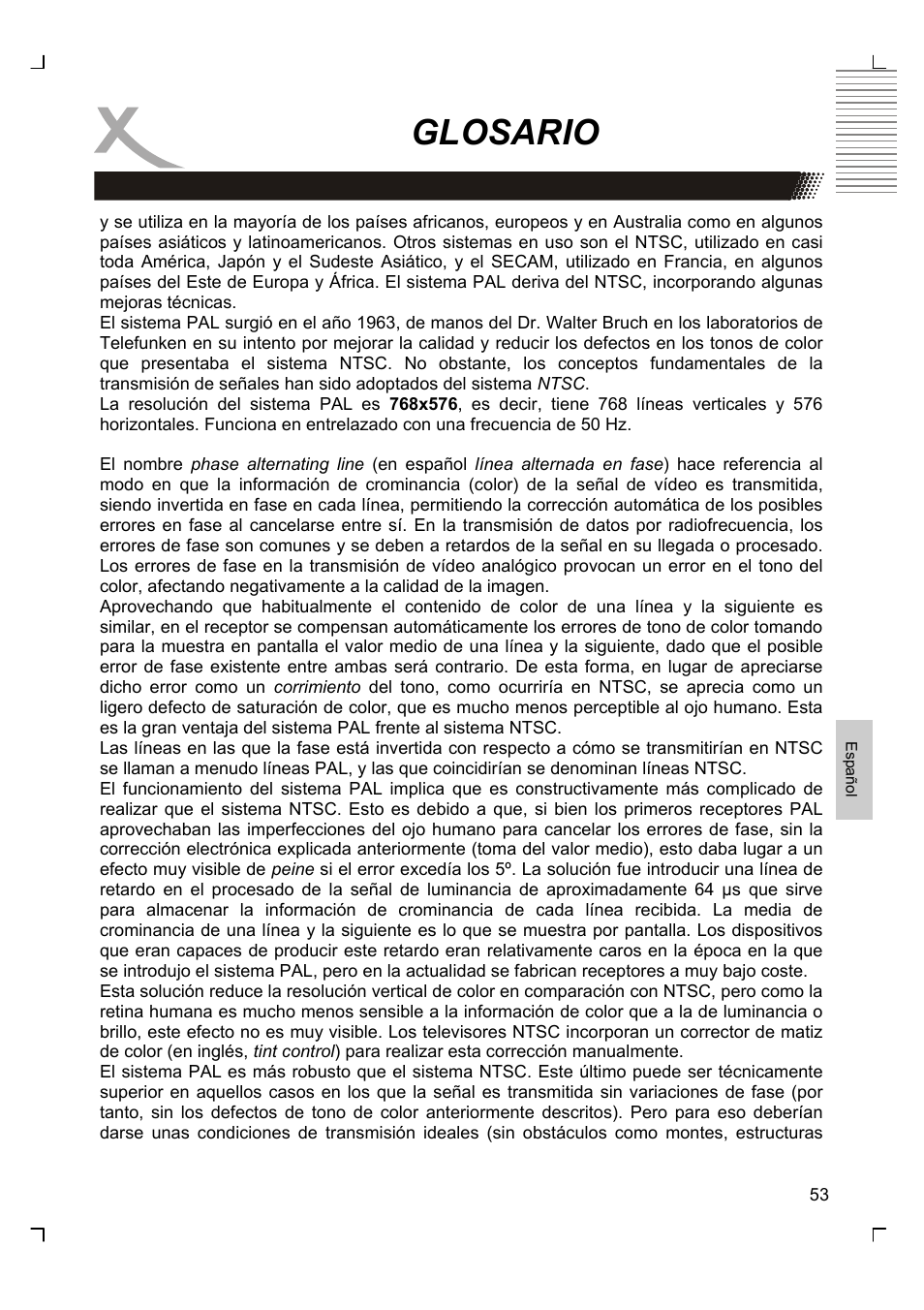 Glosario | Xoro HSD 7580 User Manual | Page 207 / 212