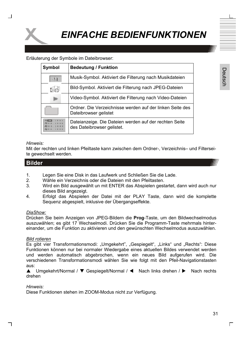 Einfache bedienfunktionen | Xoro HSD 7580 User Manual | Page 31 / 212