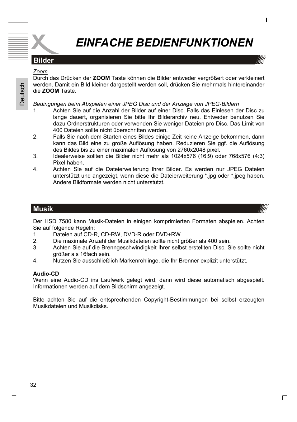 Einfache bedienfunktionen | Xoro HSD 7580 User Manual | Page 32 / 212