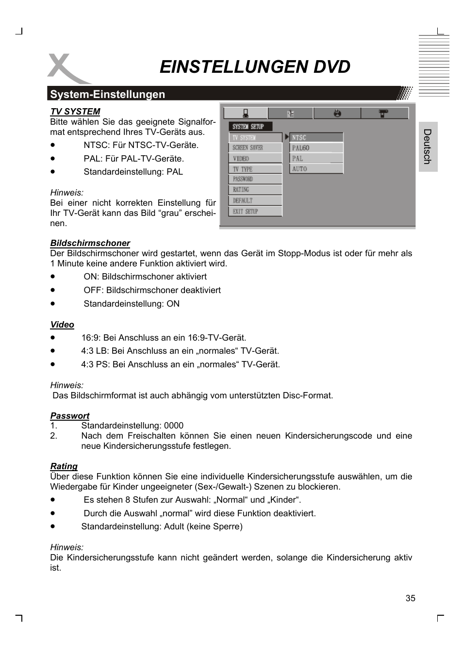 Einstellungen dvd | Xoro HSD 7580 User Manual | Page 35 / 212