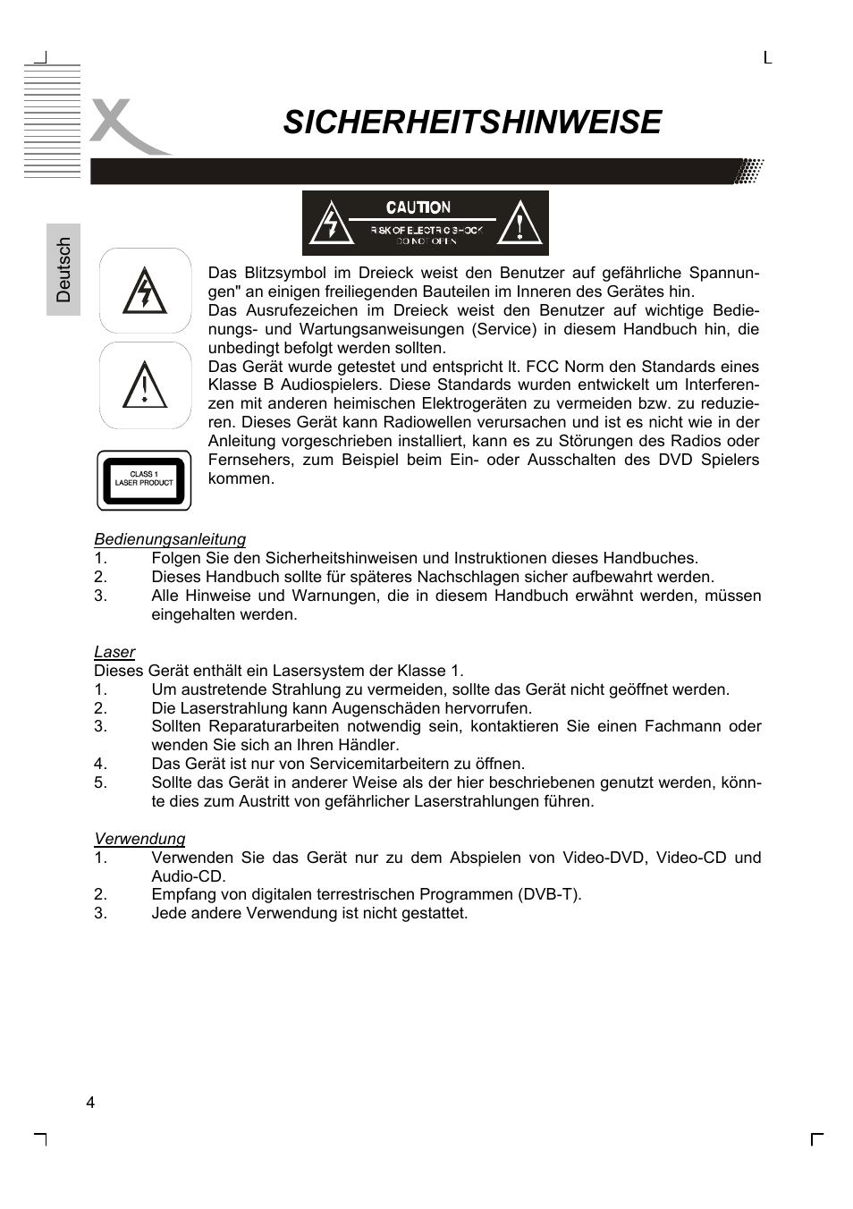 Sicherheitshinweise | Xoro HSD 7580 User Manual | Page 4 / 212