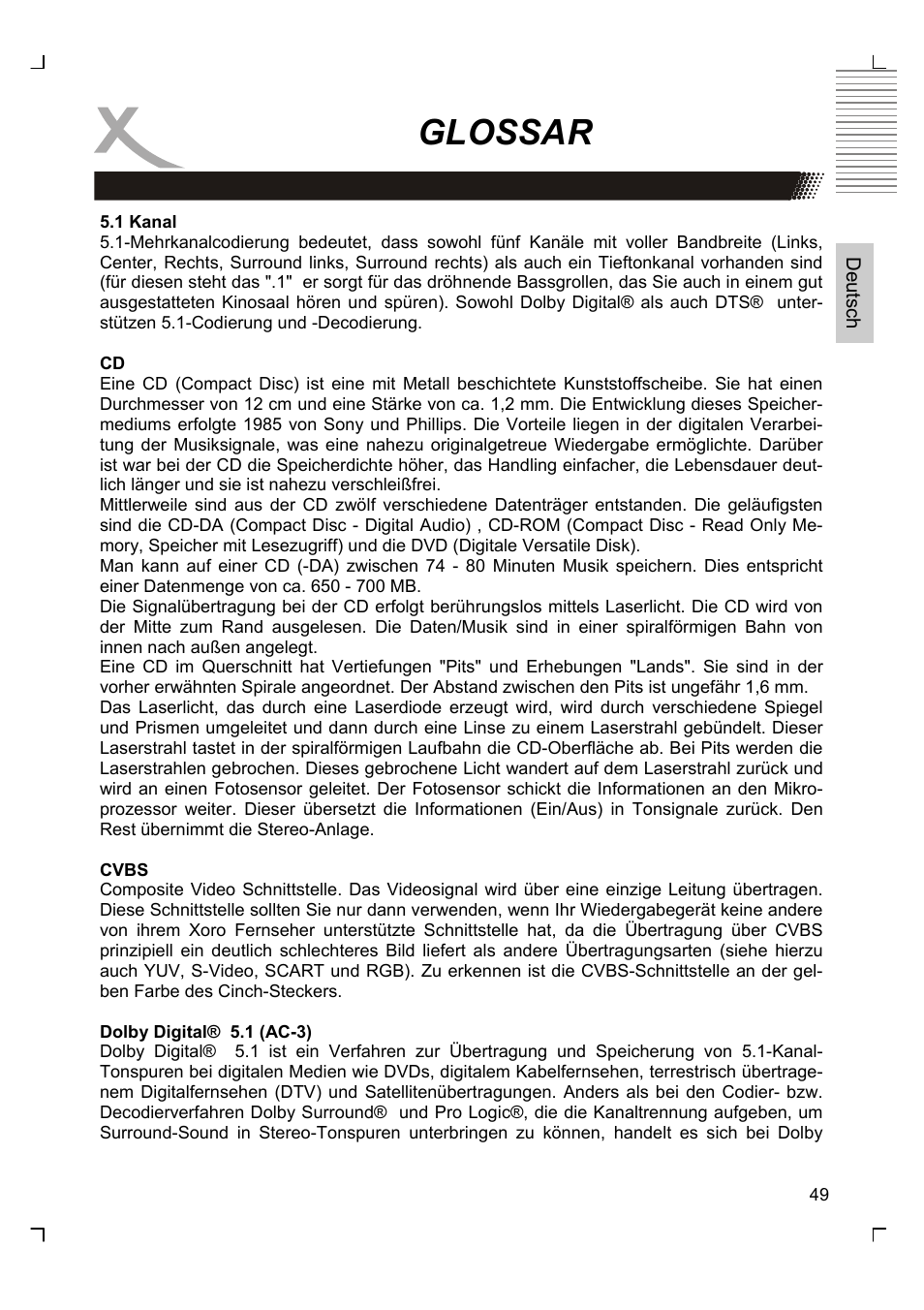 Glossar | Xoro HSD 7580 User Manual | Page 49 / 212