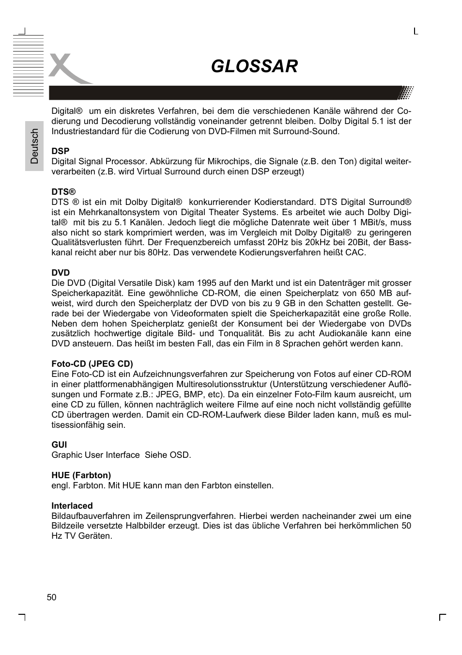 Glossar | Xoro HSD 7580 User Manual | Page 50 / 212