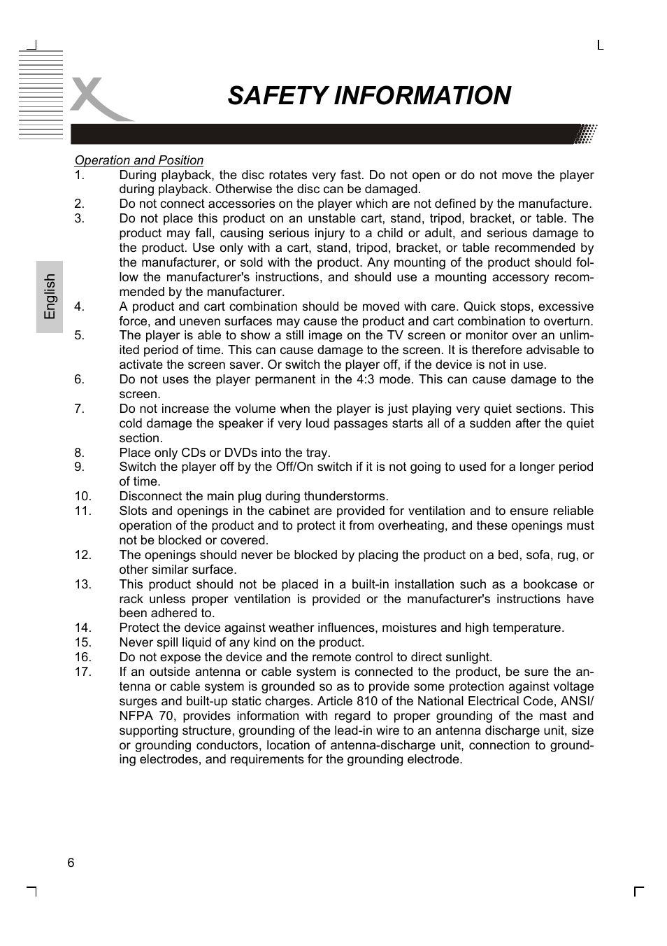 Safety information | Xoro HSD 7580 User Manual | Page 58 / 212