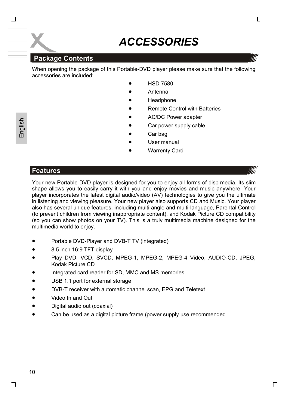 Accessories | Xoro HSD 7580 User Manual | Page 62 / 212