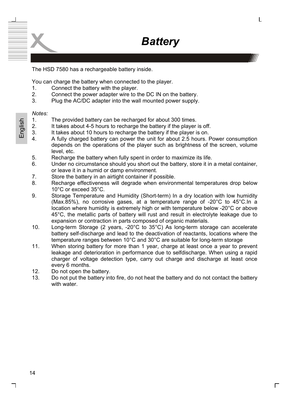 Battery | Xoro HSD 7580 User Manual | Page 66 / 212