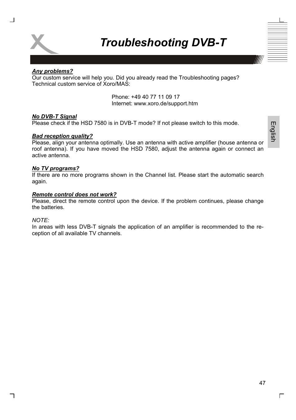 Troubleshooting dvb-t | Xoro HSD 7580 User Manual | Page 99 / 212