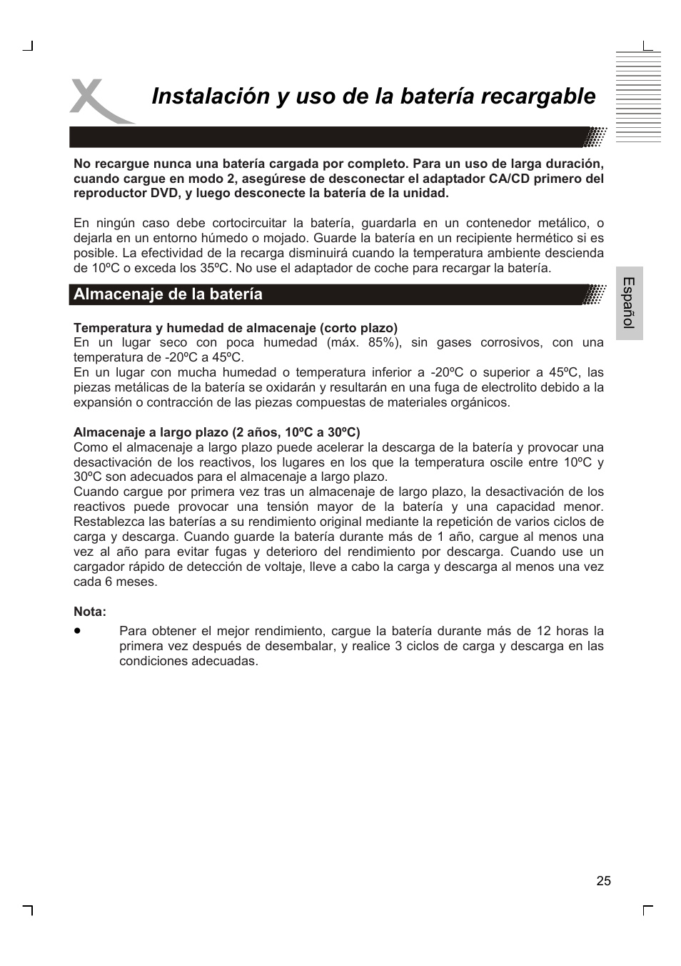 Instalación y uso de la batería recargable | Xoro HSD 7570 User Manual | Page 111 / 114
