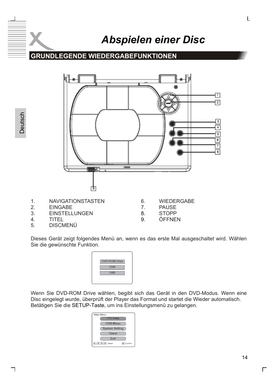 Abspielen einer disc | Xoro HSD 7570 User Manual | Page 14 / 114