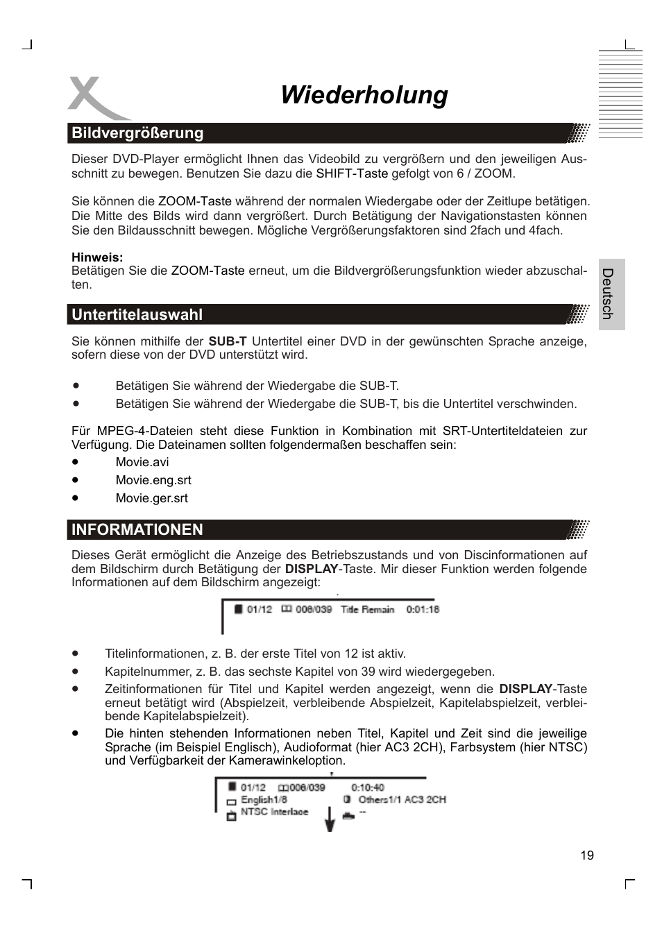 Wiederholung | Xoro HSD 7570 User Manual | Page 19 / 114