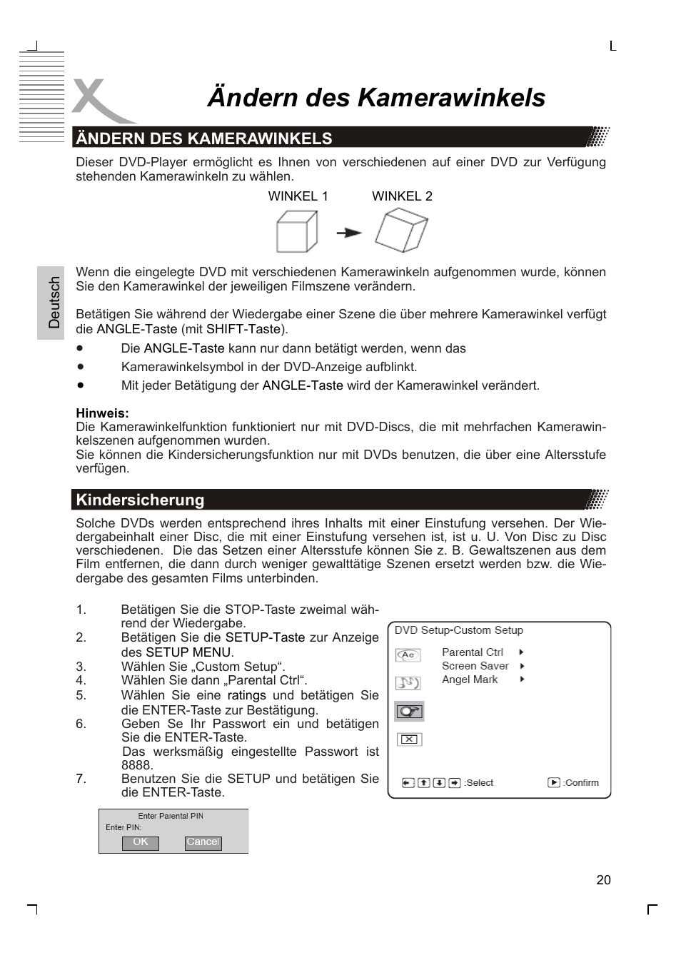 Ändern des kamerawinkels | Xoro HSD 7570 User Manual | Page 20 / 114