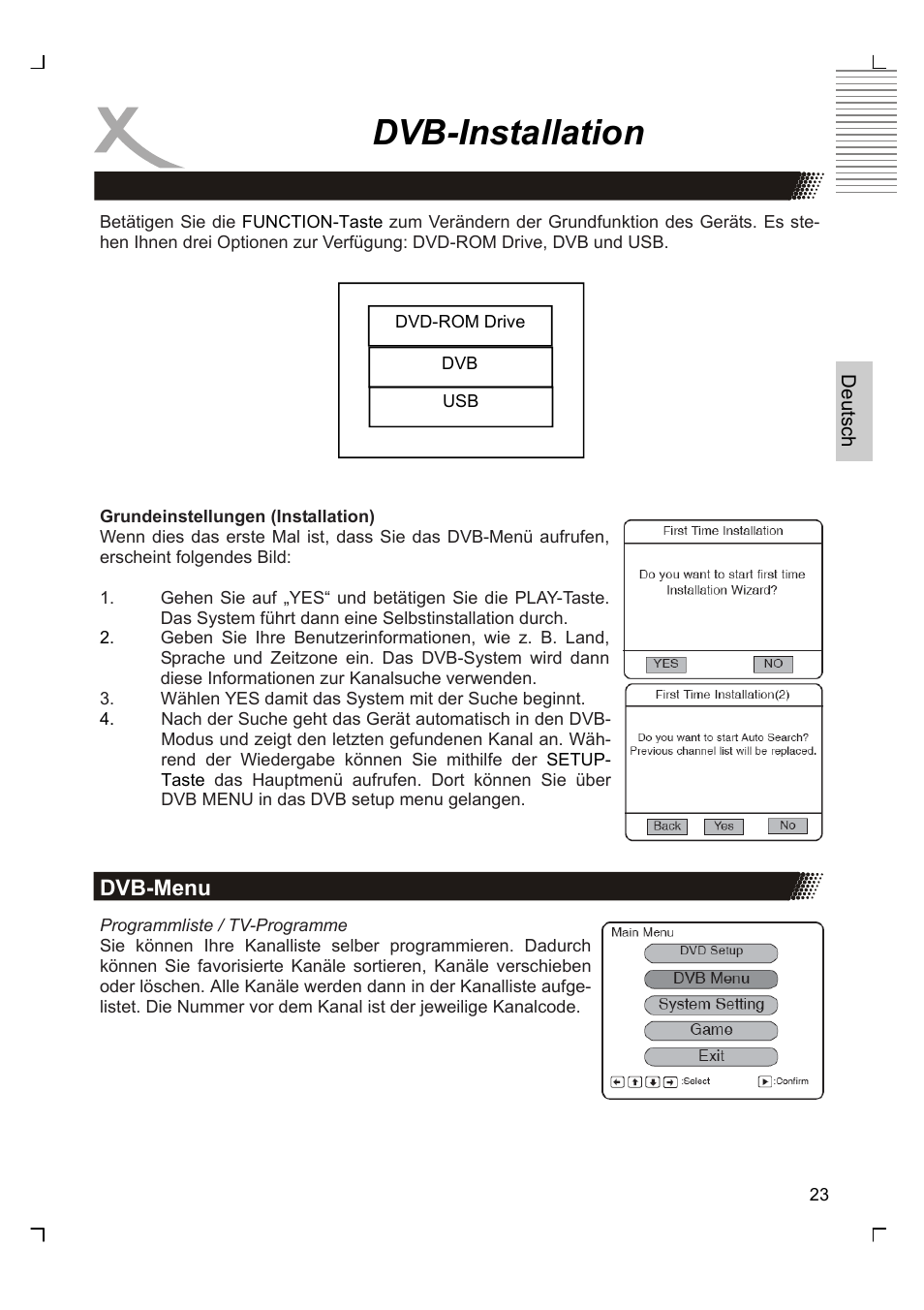 Dvb-installation | Xoro HSD 7570 User Manual | Page 23 / 114