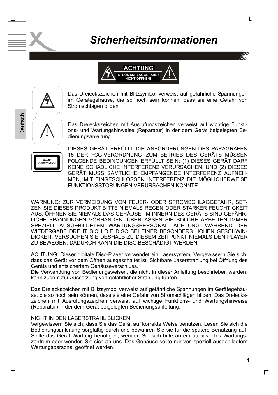 Sicherheitsinformationen | Xoro HSD 7570 User Manual | Page 4 / 114