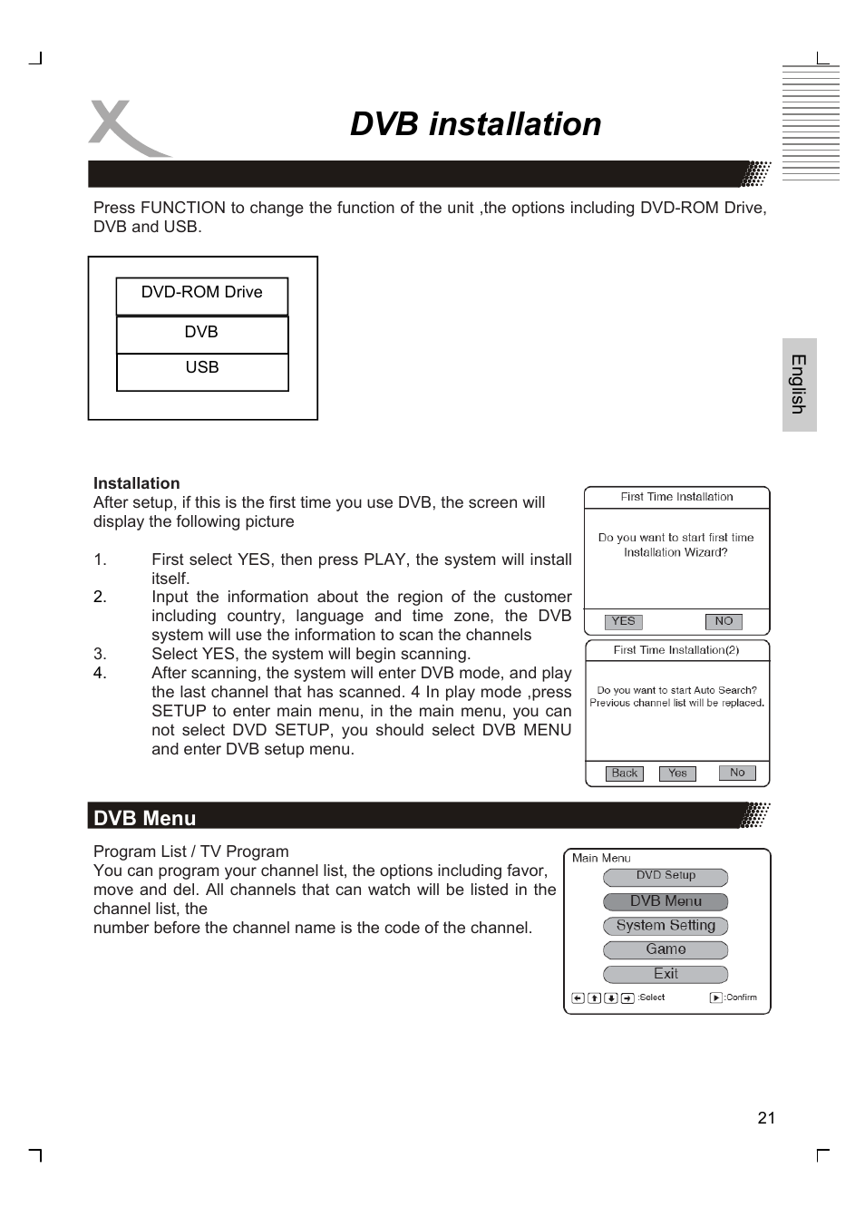 Dvb installation | Xoro HSD 7570 User Manual | Page 51 / 114