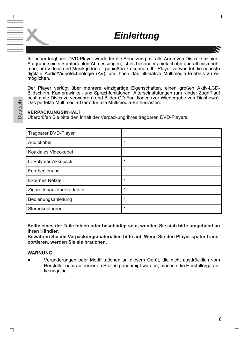 Einleitung | Xoro HSD 7570 User Manual | Page 8 / 114