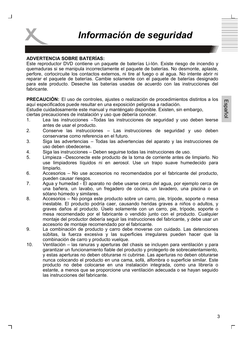 Información de seguridad | Xoro HSD 7570 User Manual | Page 89 / 114