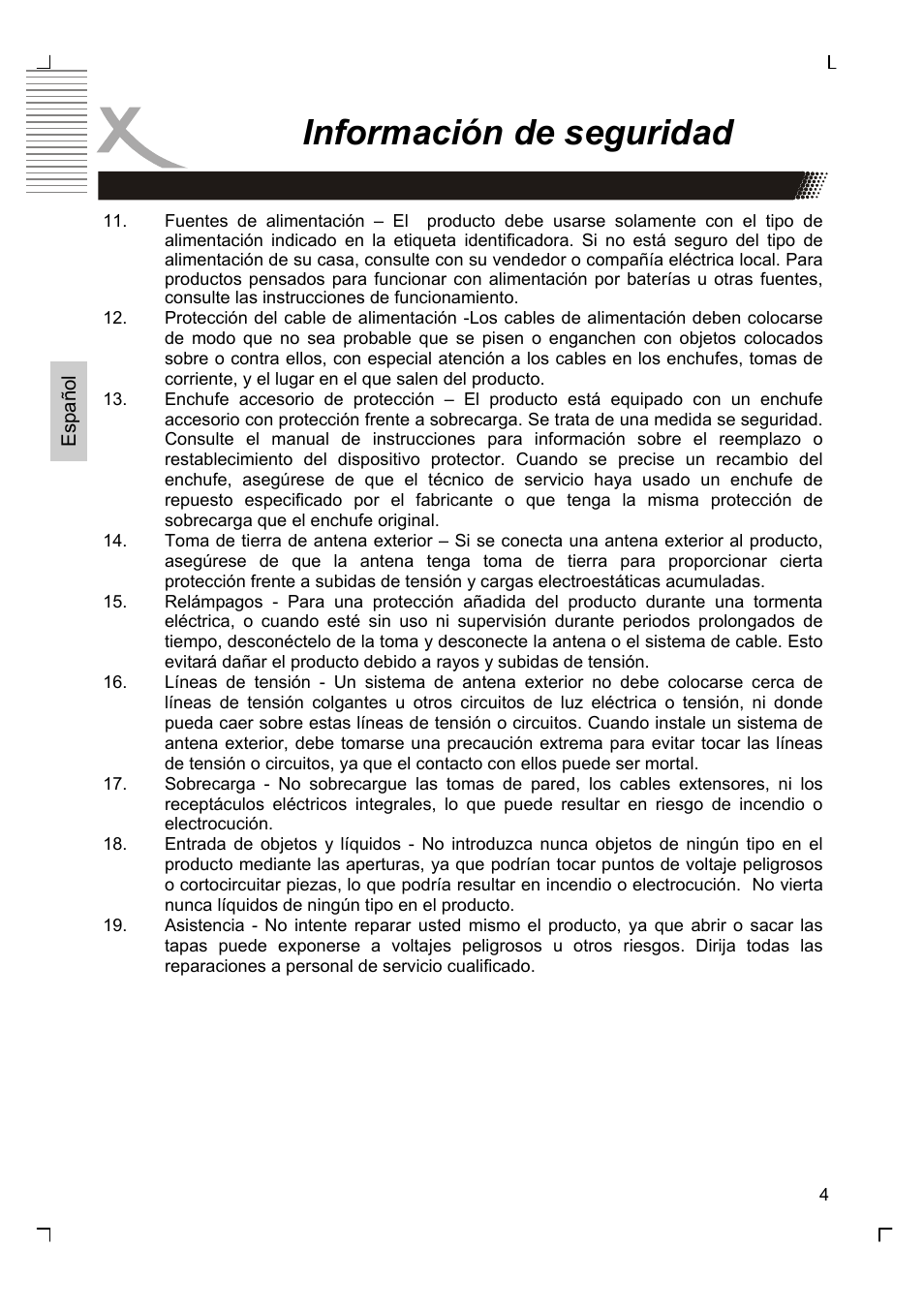 Información de seguridad | Xoro HSD 7570 User Manual | Page 90 / 114