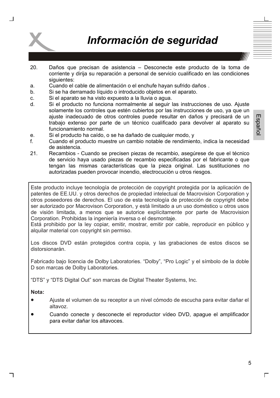 Información de seguridad | Xoro HSD 7570 User Manual | Page 91 / 114
