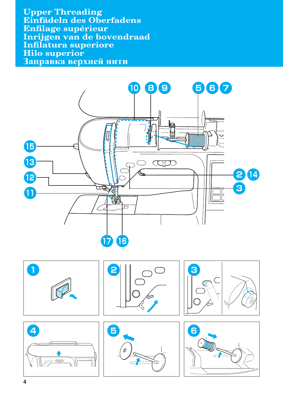 Заправка верхней нити | Brother Innov-is 1250 User Manual | Page 6 / 28