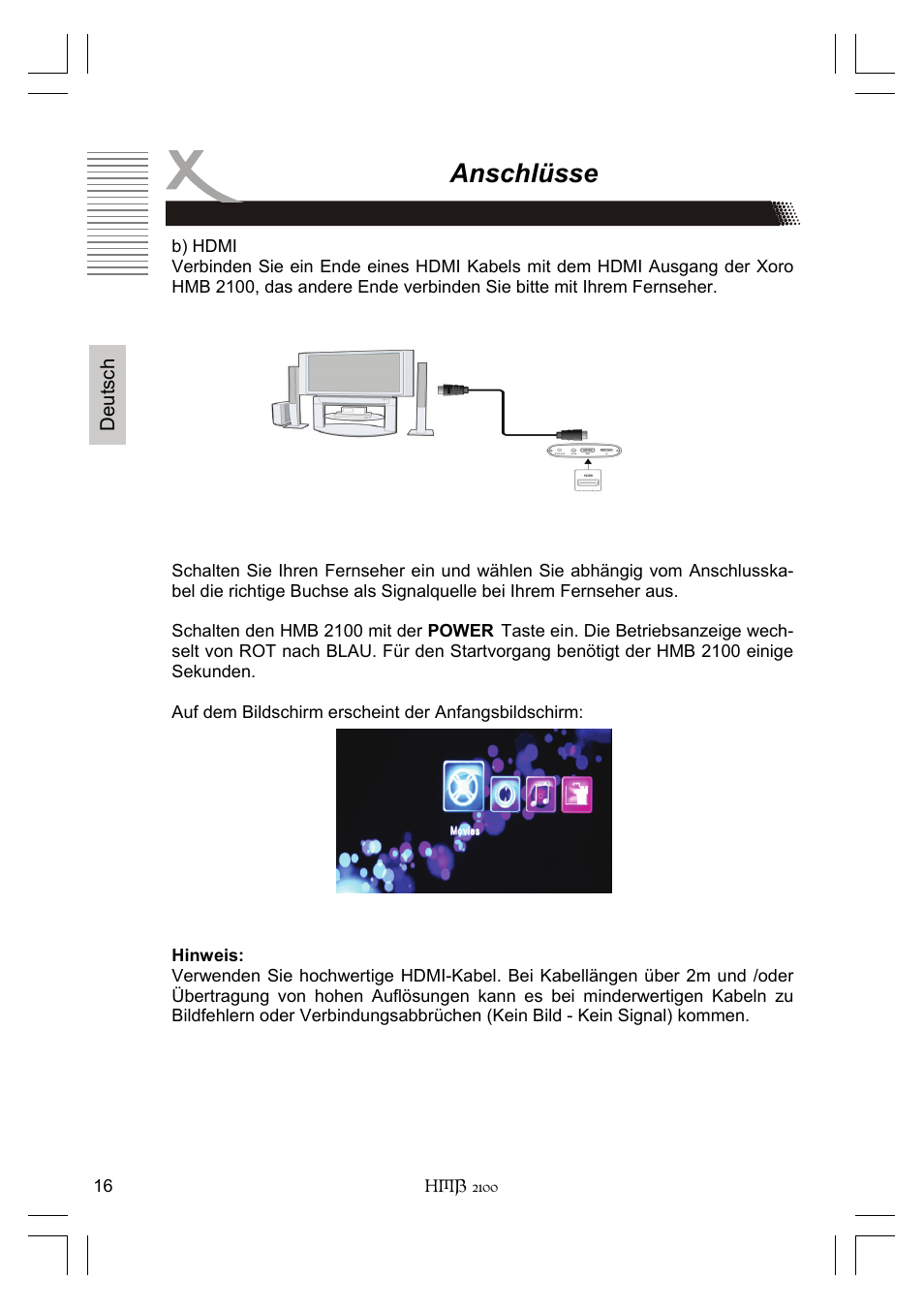 Anschlüsse | Xoro HMB 2100 User Manual | Page 16 / 98