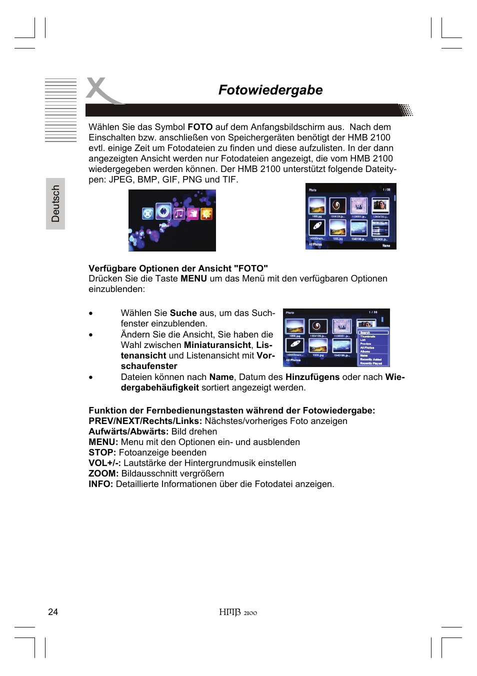 Fotowiedergabe | Xoro HMB 2100 User Manual | Page 24 / 98