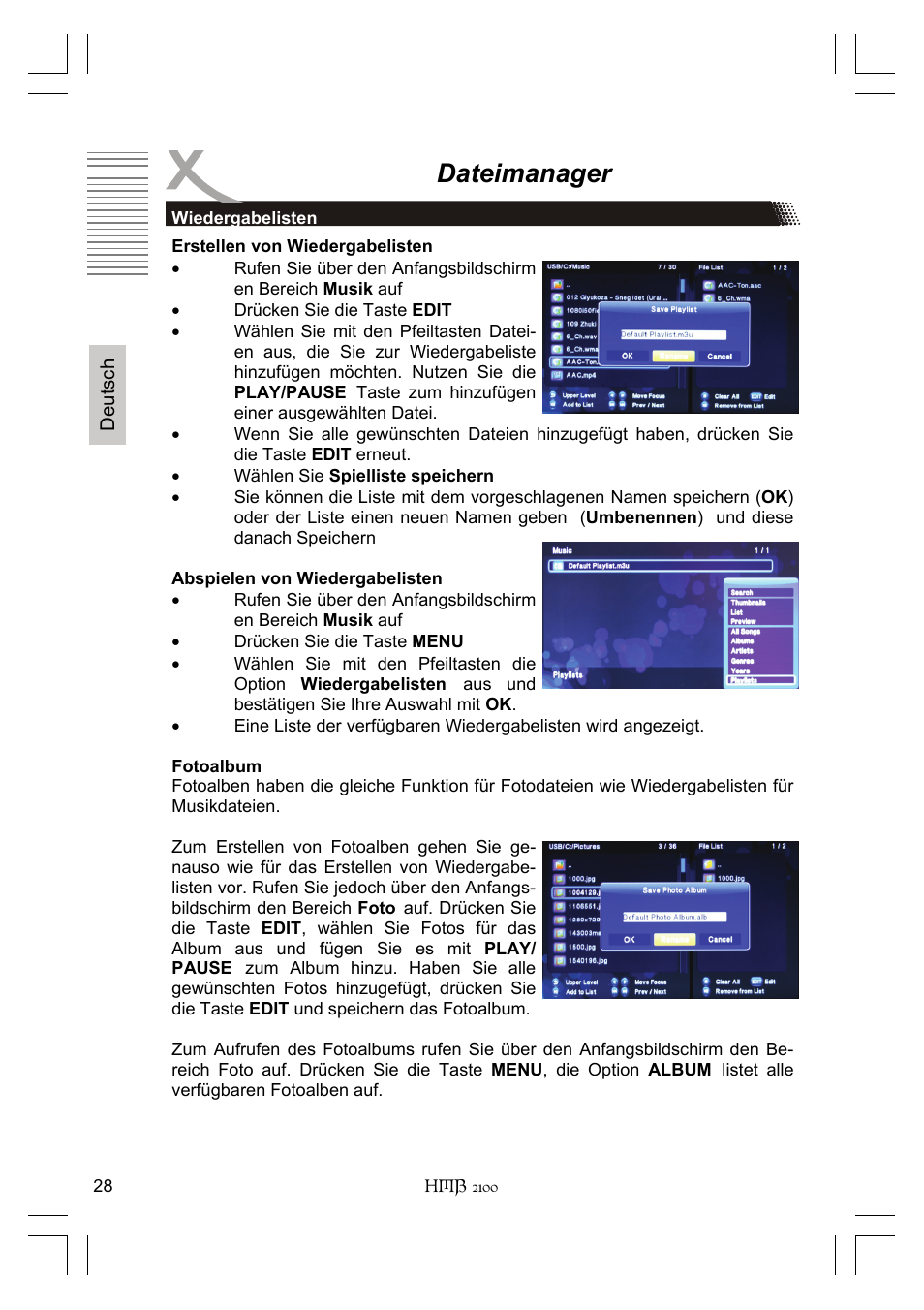 Dateimanager | Xoro HMB 2100 User Manual | Page 28 / 98