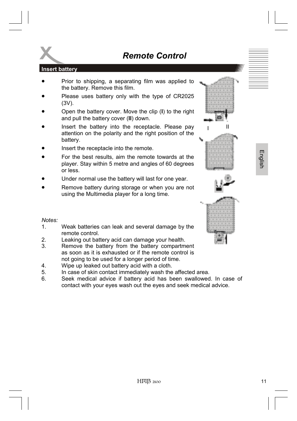 Remote control | Xoro HMB 2100 User Manual | Page 43 / 98