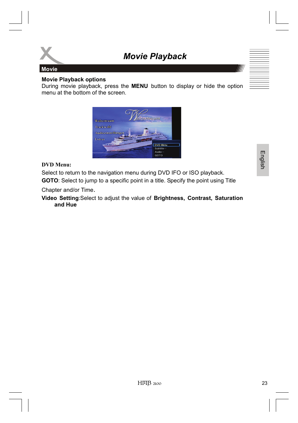 Movie playback | Xoro HMB 2100 User Manual | Page 55 / 98