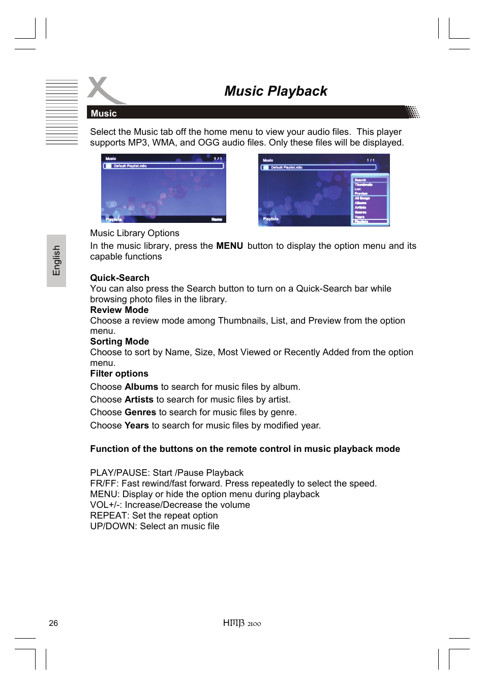 Music playback | Xoro HMB 2100 User Manual | Page 58 / 98