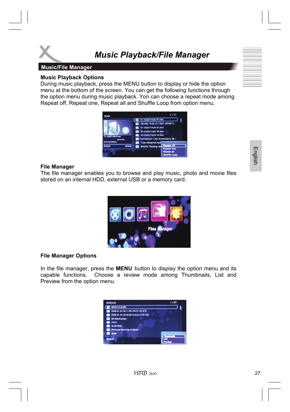 Music playback/file manager | Xoro HMB 2100 User Manual | Page 59 / 98